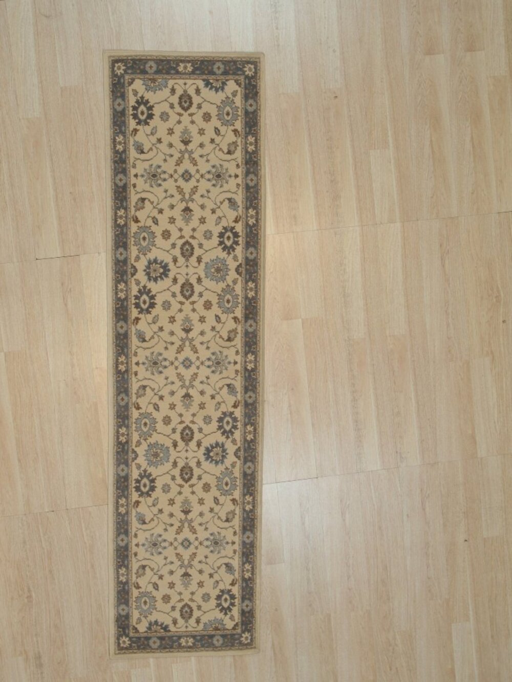 Ivory Blue Oushak Style Hand Knotted Wool Runner Rug 2'6 x 9'10 Hallway